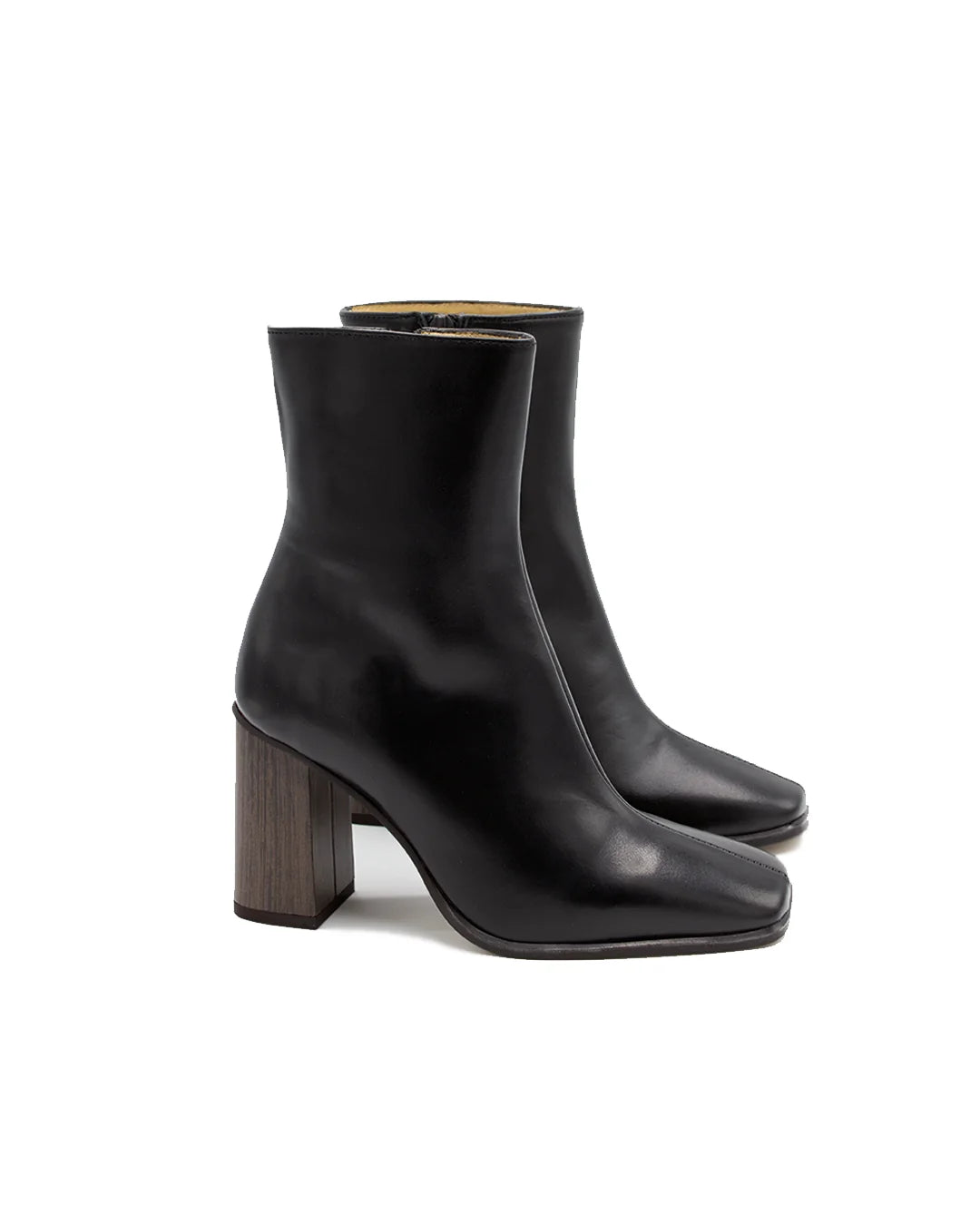 Square-Toe Ankle Boots - Black