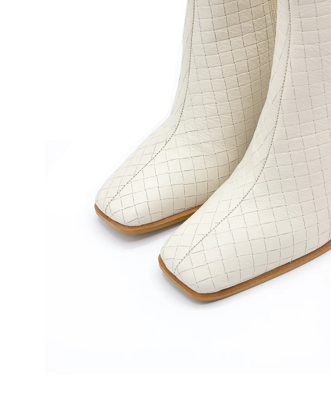 Square-Toe Ankle Boots - White