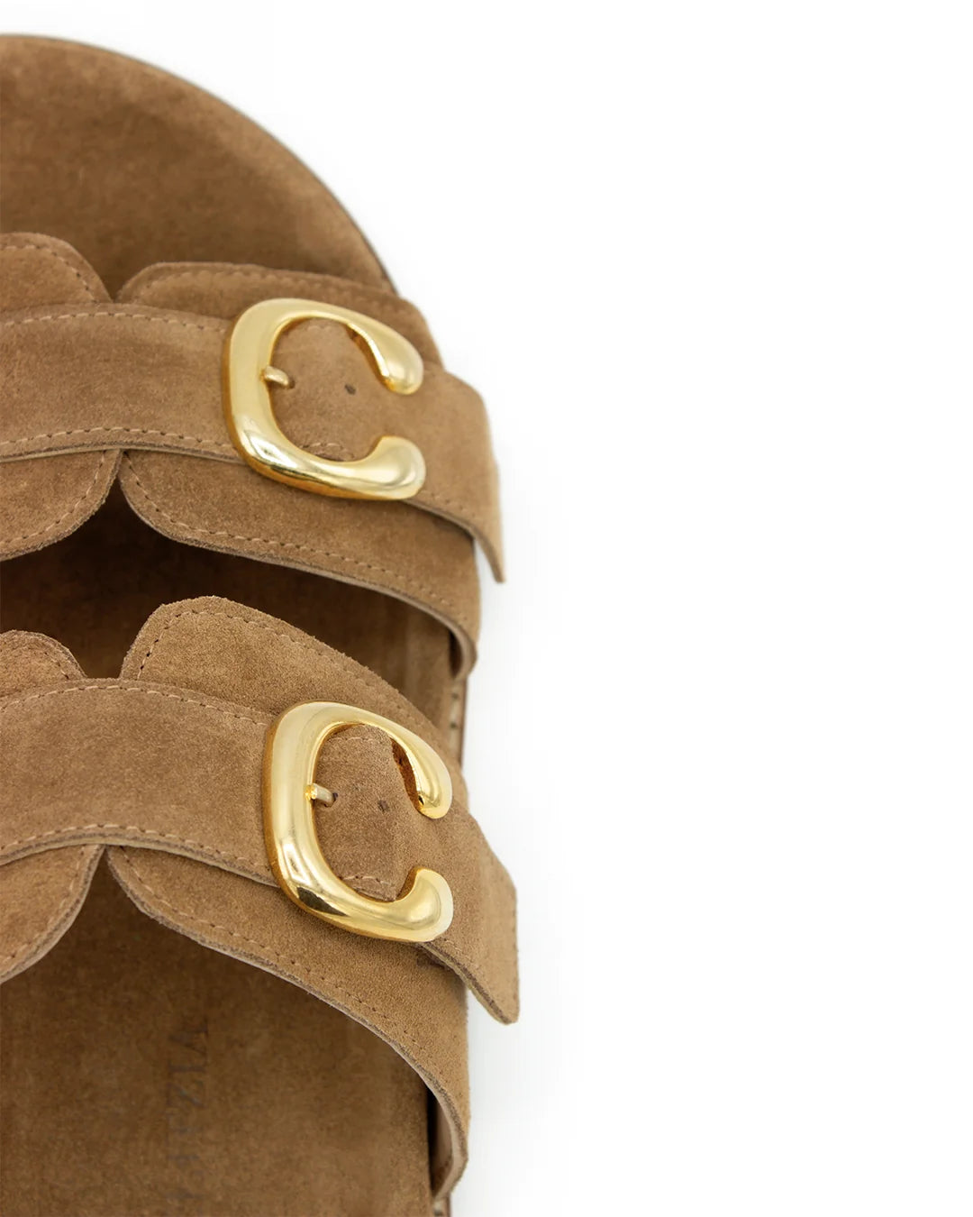 Flat Suede Sandals - Beige