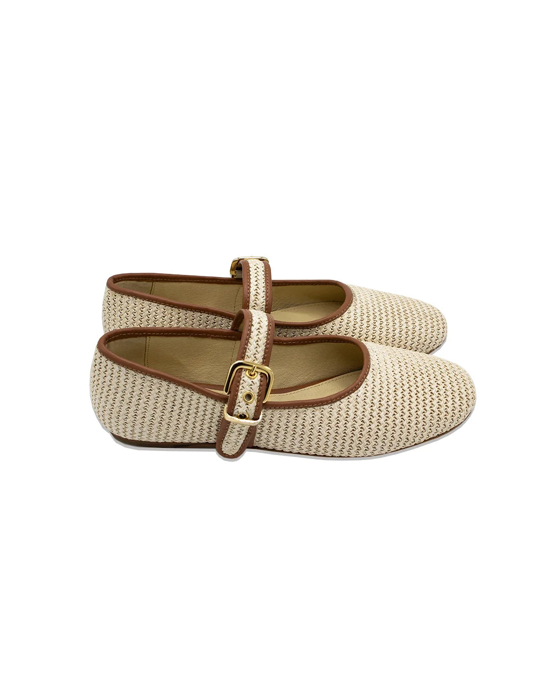 Raffia and Leather Ballet Flats
