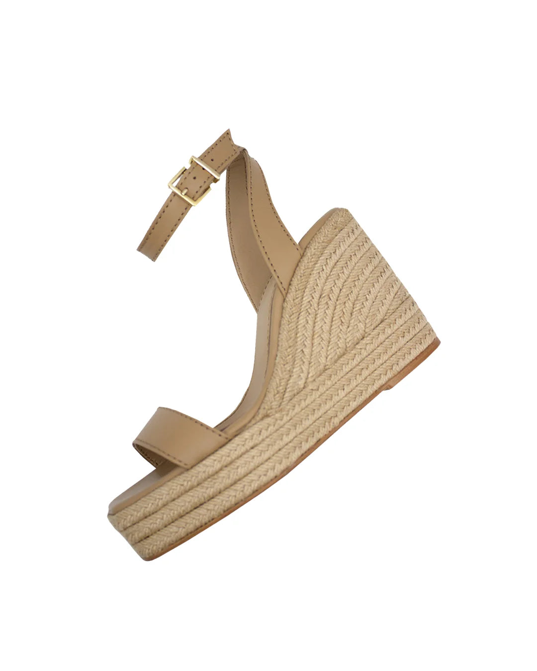 Raffia Wedge Sandals - Beige