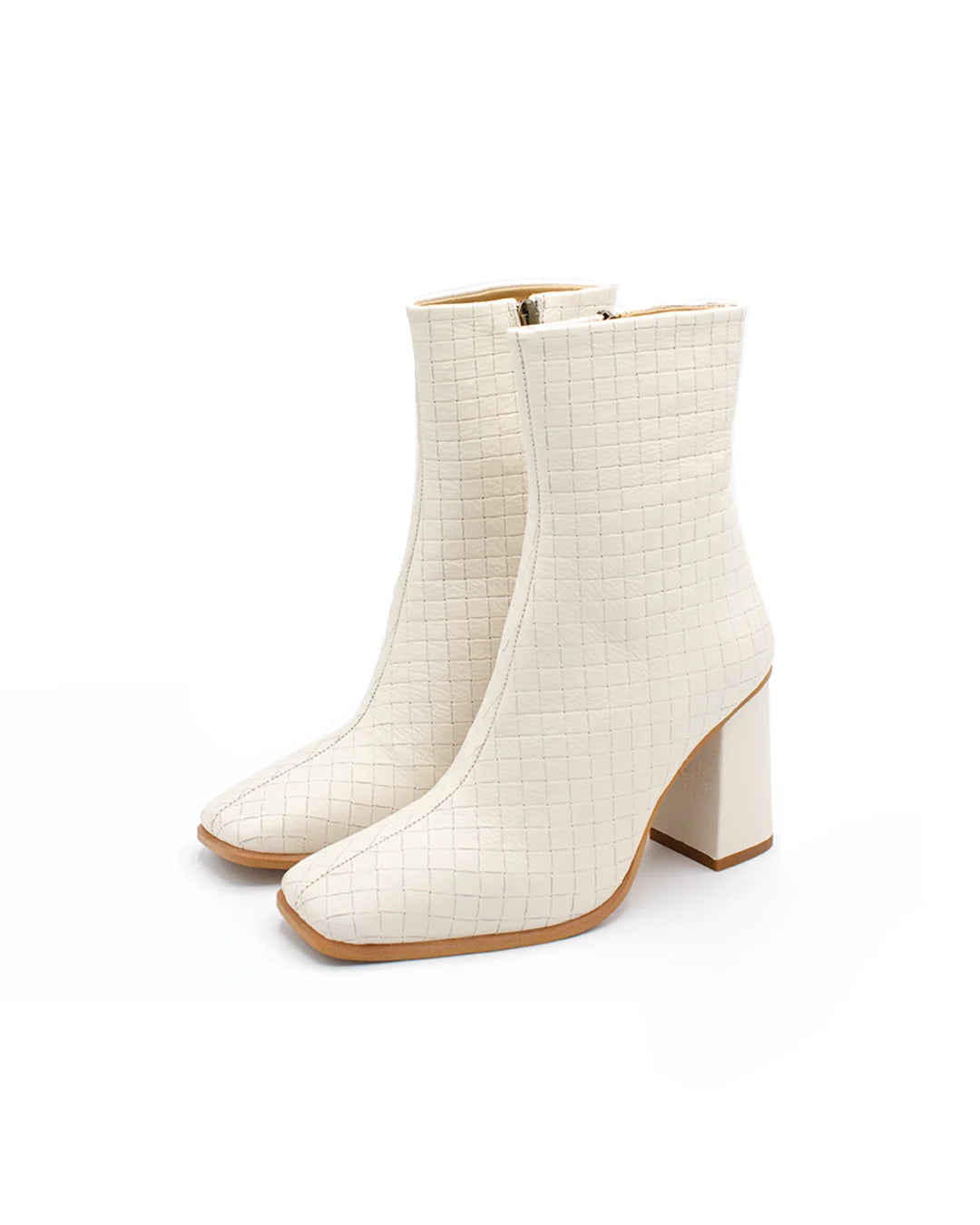 Square-Toe Ankle Boots - White