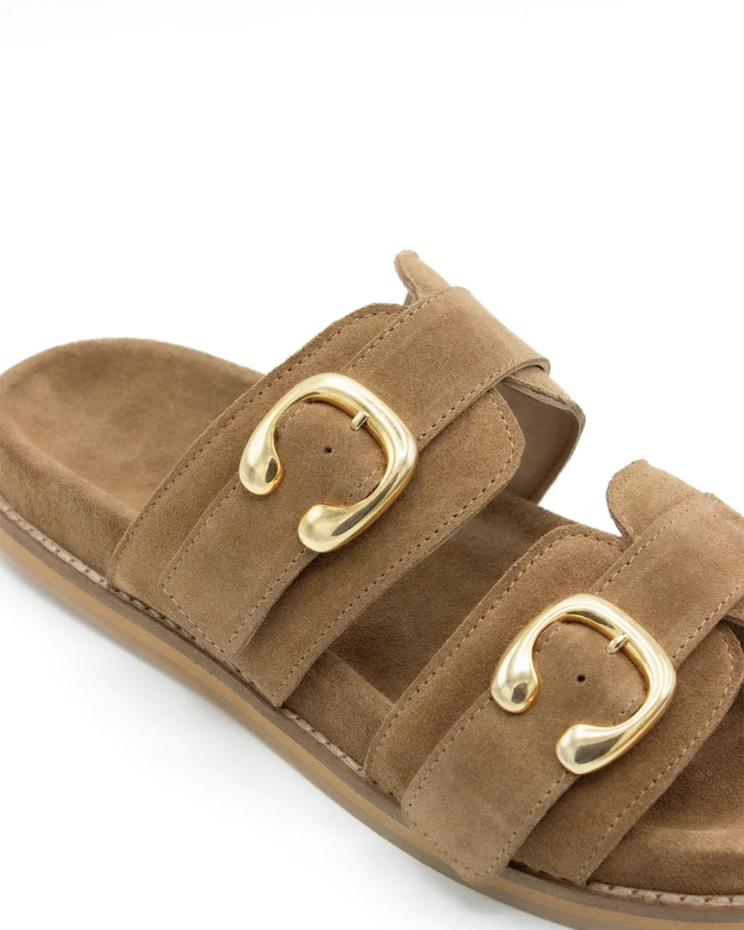 Flat Suede Sandals - Beige