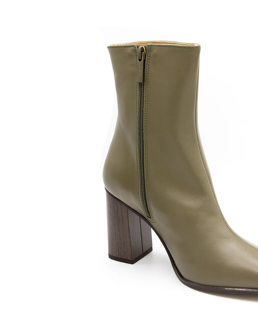 Square-Toe Ankle Boots - Green