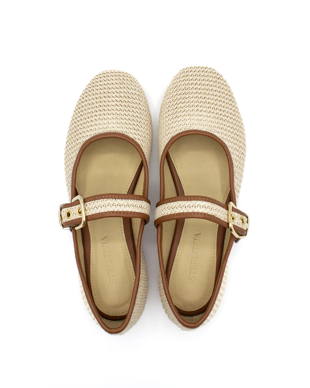Raffia and Leather Ballet Flats