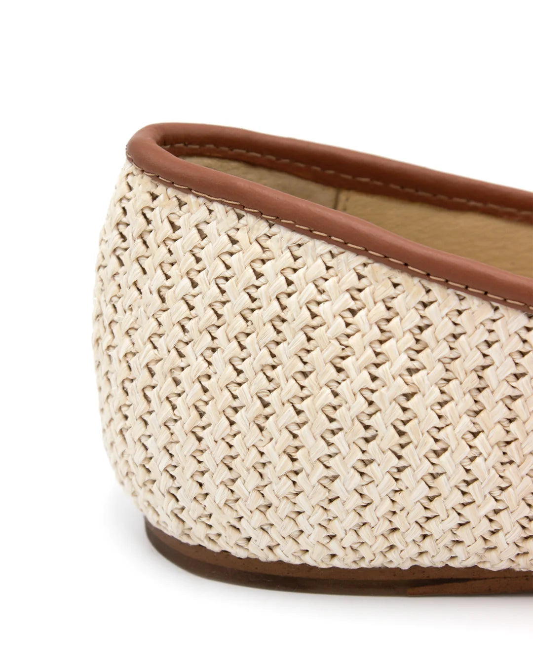 Raffia and Leather Ballet Flats