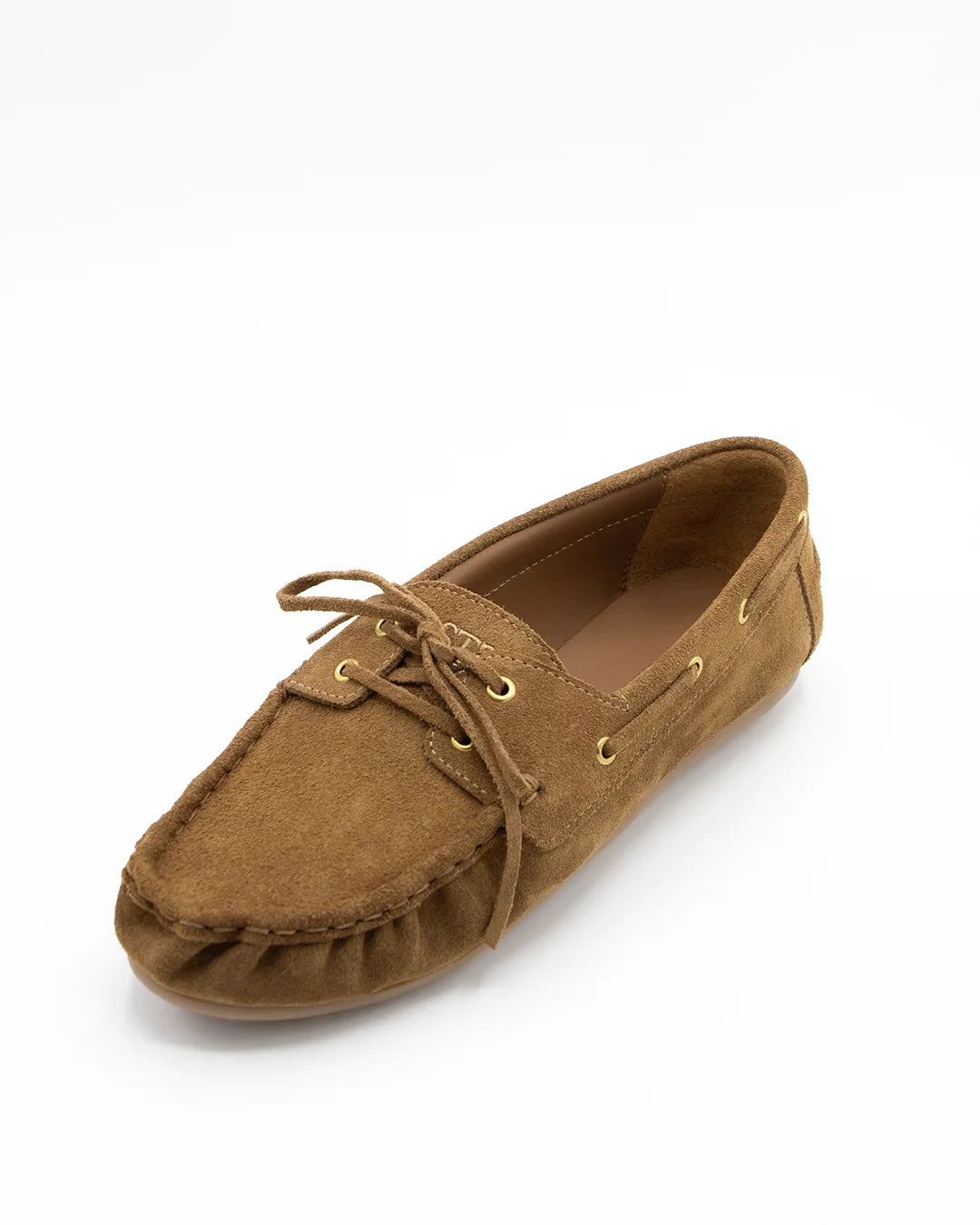 Ruched Soft Leather Loafers - Camel