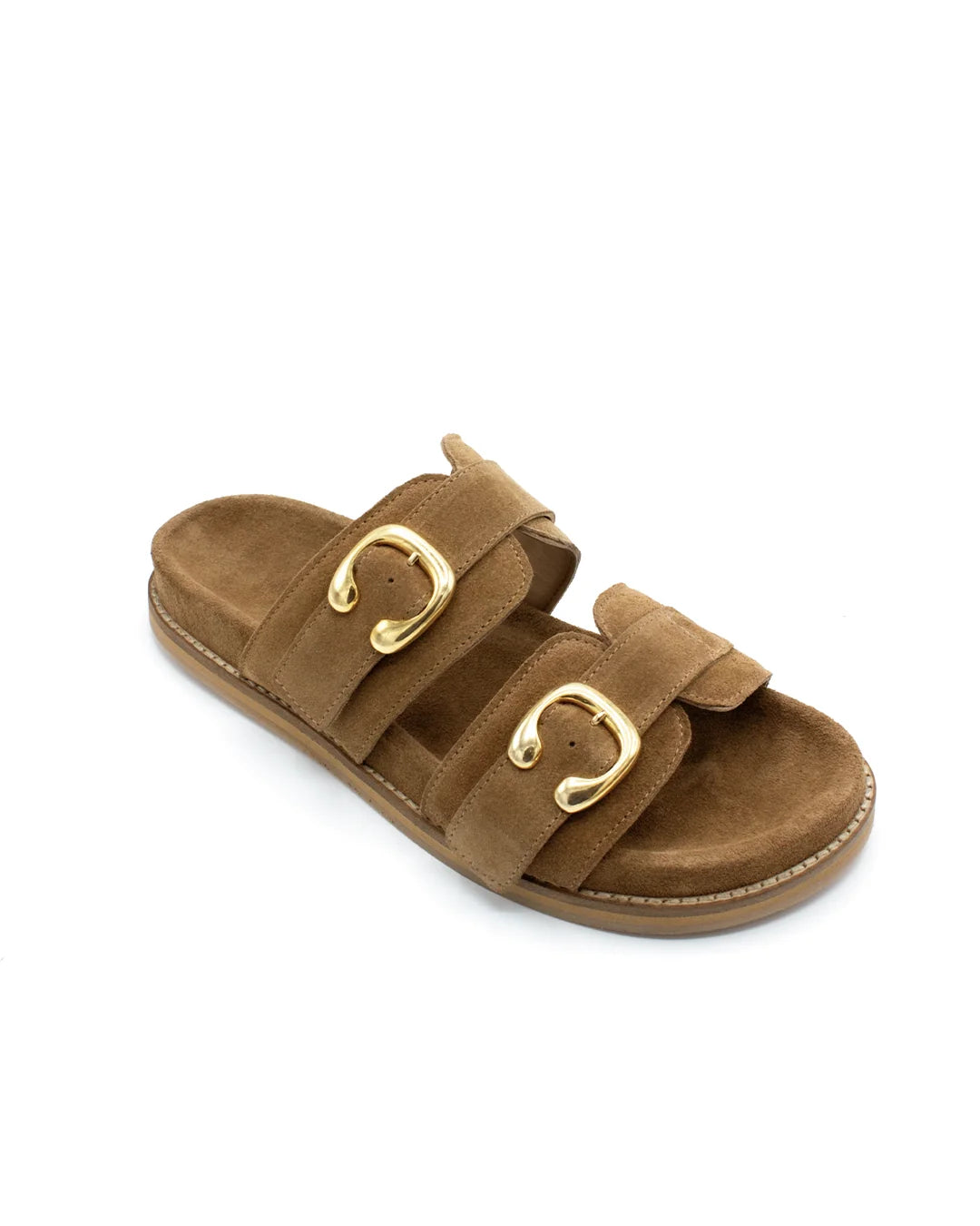 Flat Suede Sandals - Beige
