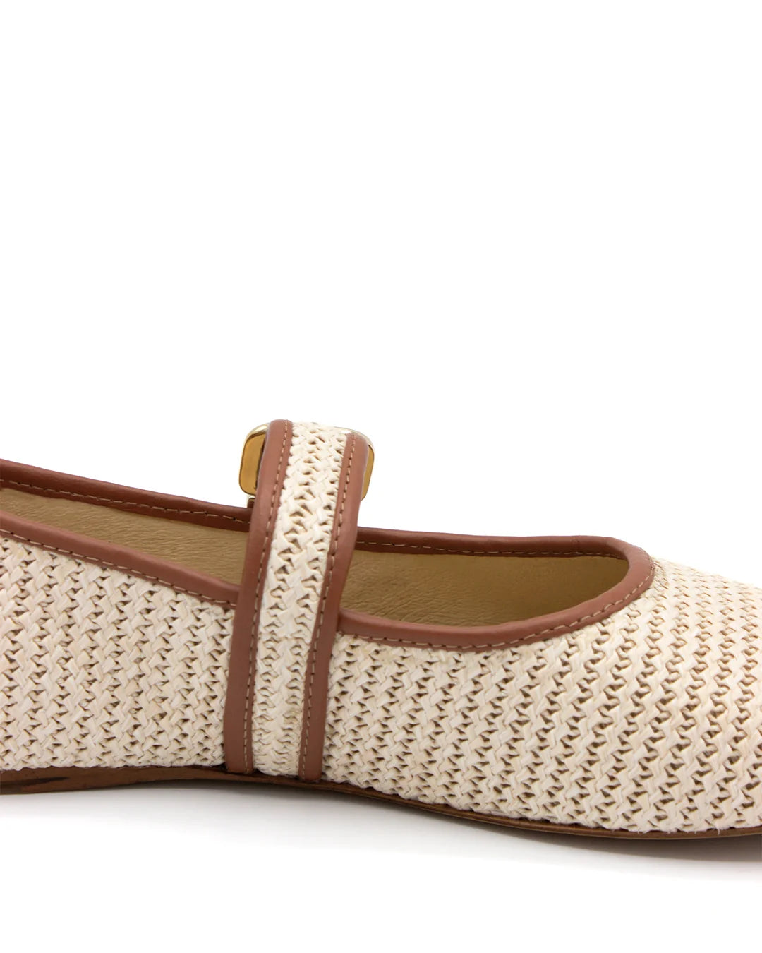 Raffia and Leather Ballet Flats