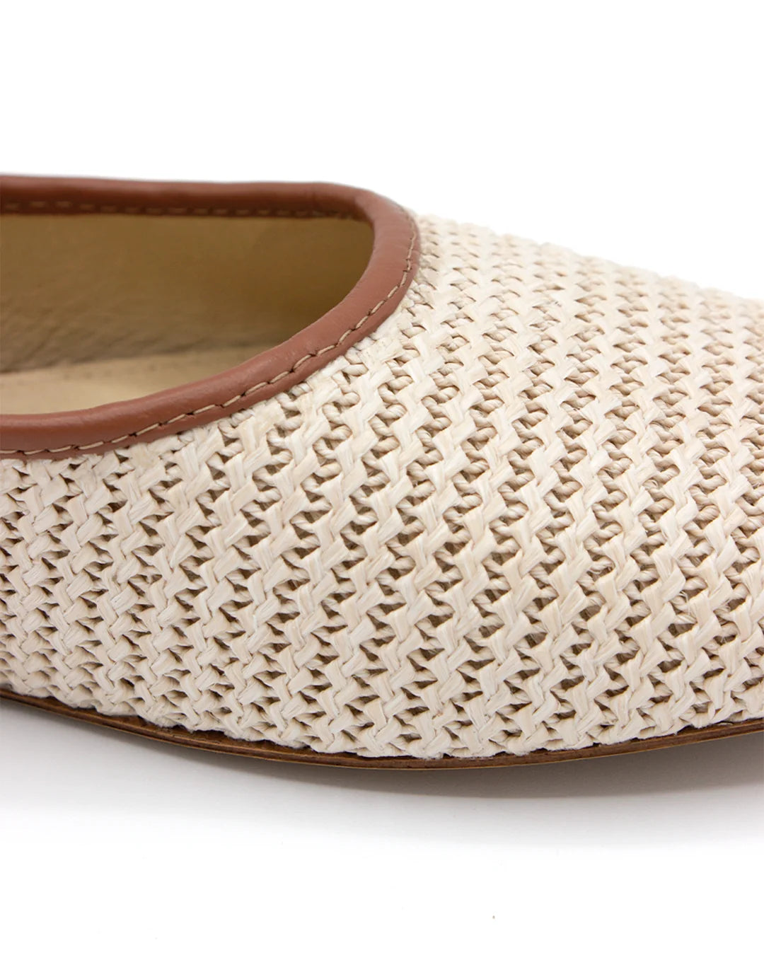 Raffia and Leather Ballet Flats